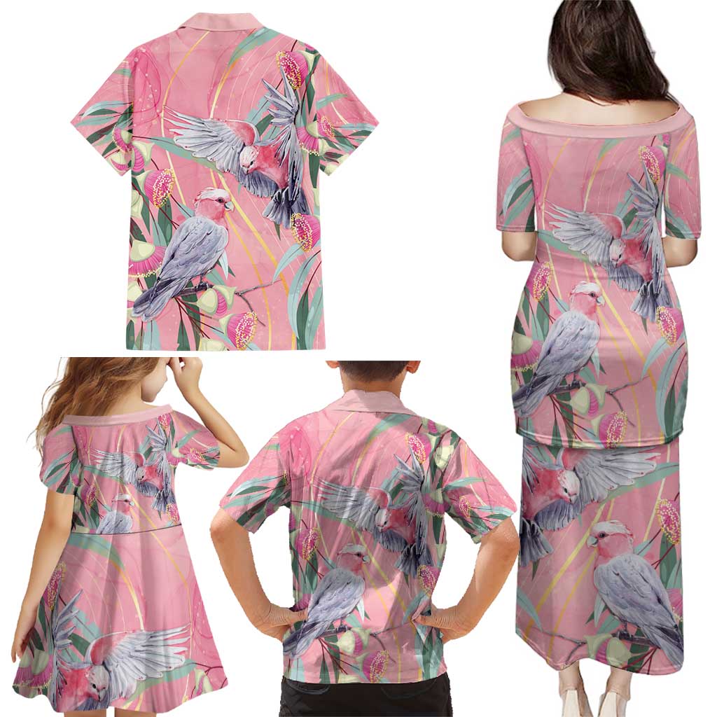 Australia Breast Cancer Awareness Family Matching Puletasi and Hawaiian Shirt Pink Galah with Eucalyptus Flowers - Vibe Hoodie