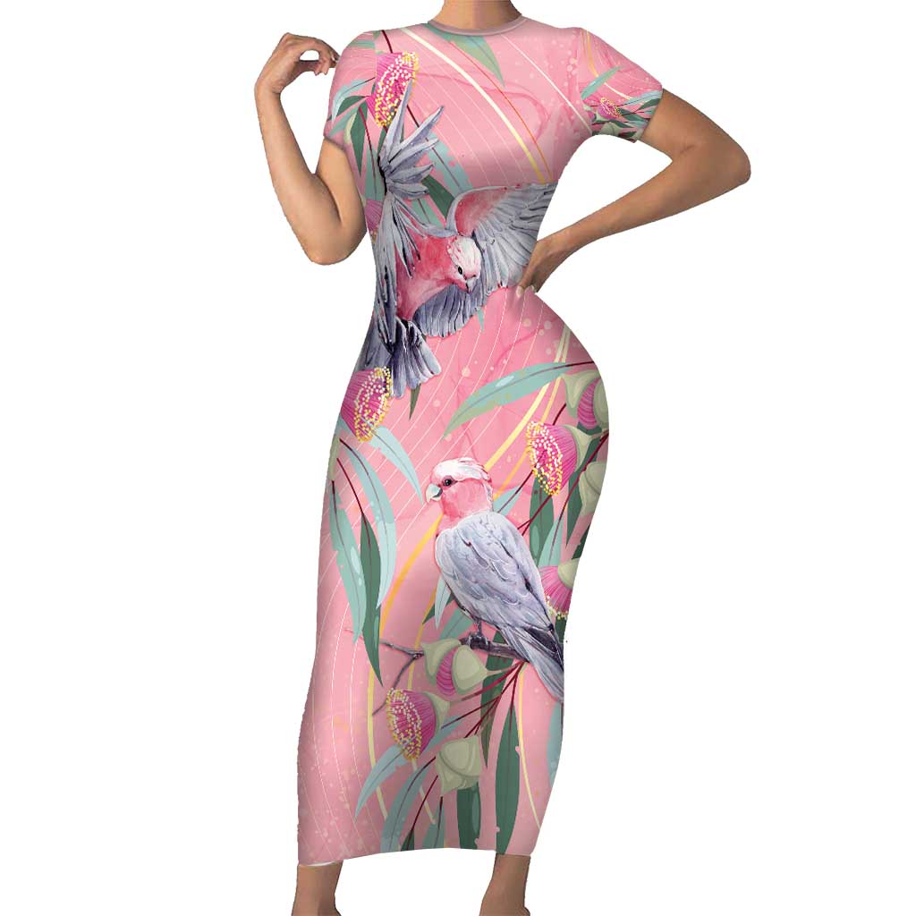 Australia Breast Cancer Awareness Family Matching Short Sleeve Bodycon Dress and Hawaiian Shirt Pink Galah with Eucalyptus Flowers - Vibe Hoodie