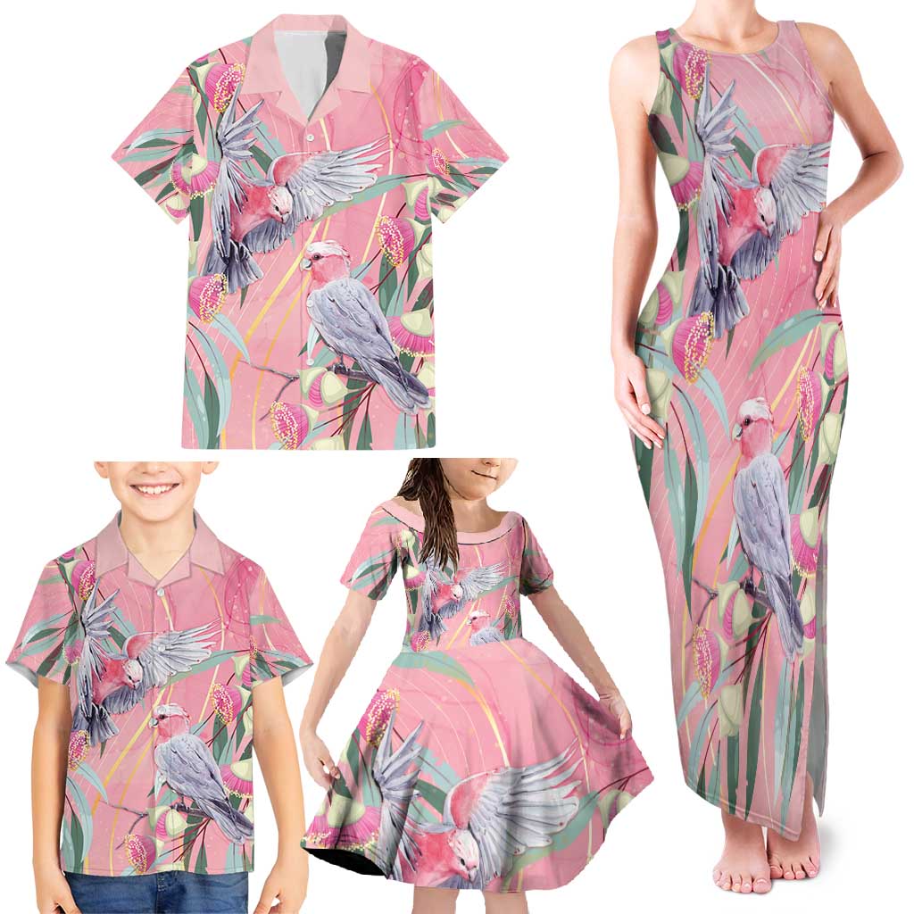 Australia Breast Cancer Awareness Family Matching Tank Maxi Dress and Hawaiian Shirt Pink Galah with Eucalyptus Flowers - Vibe Hoodie