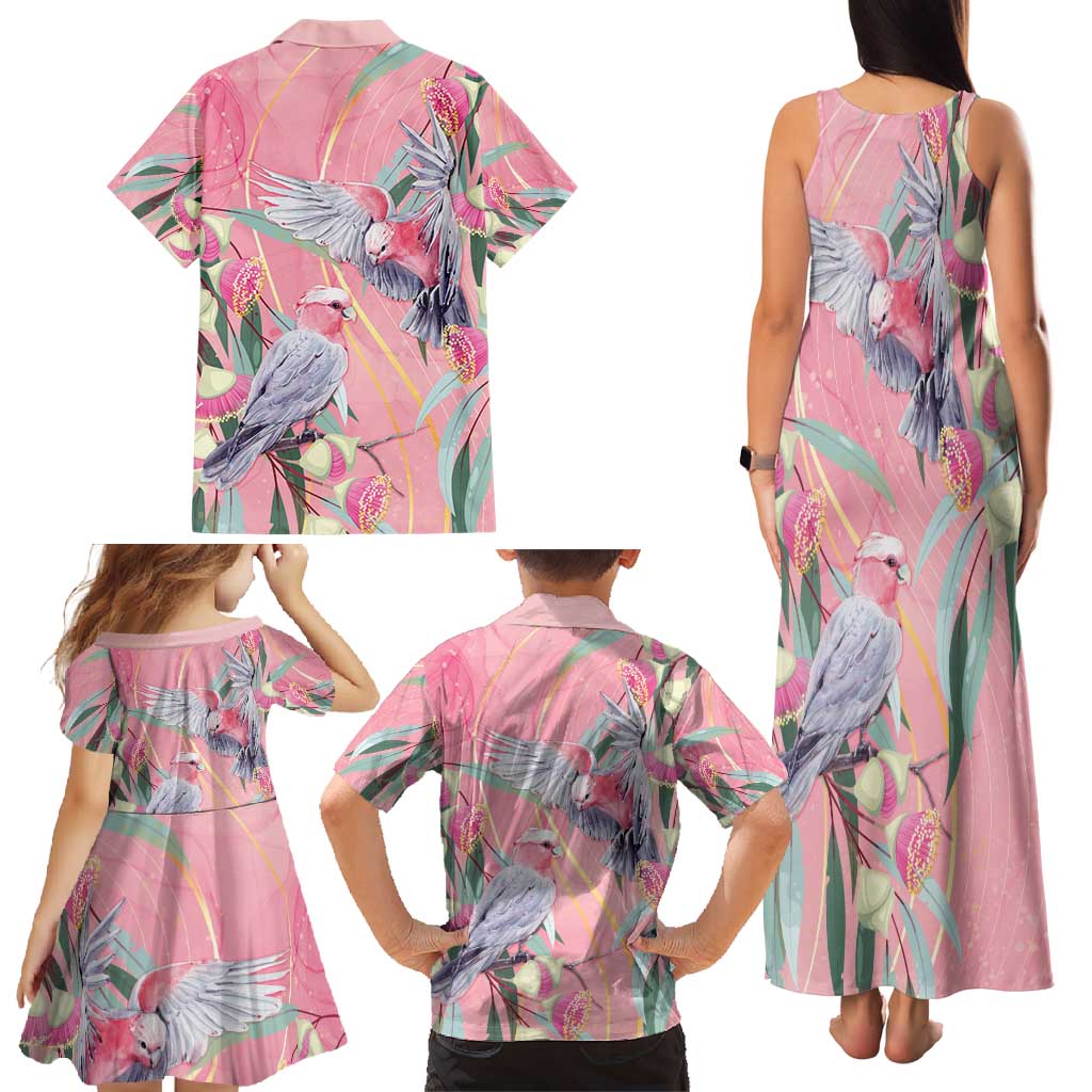 Australia Breast Cancer Awareness Family Matching Tank Maxi Dress and Hawaiian Shirt Pink Galah with Eucalyptus Flowers - Vibe Hoodie
