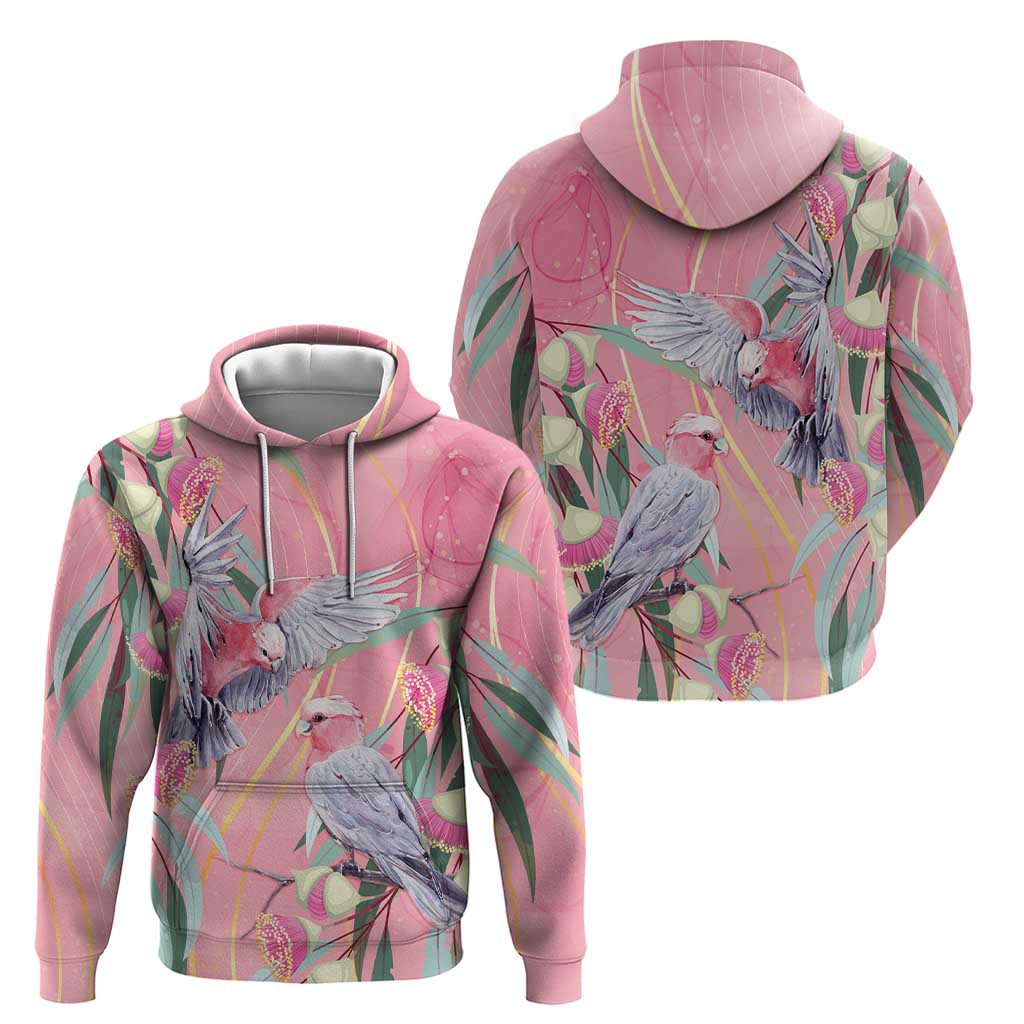 Australia Breast Cancer Awareness Hoodie Pink Galah with Eucalyptus Flowers - Vibe Hoodie