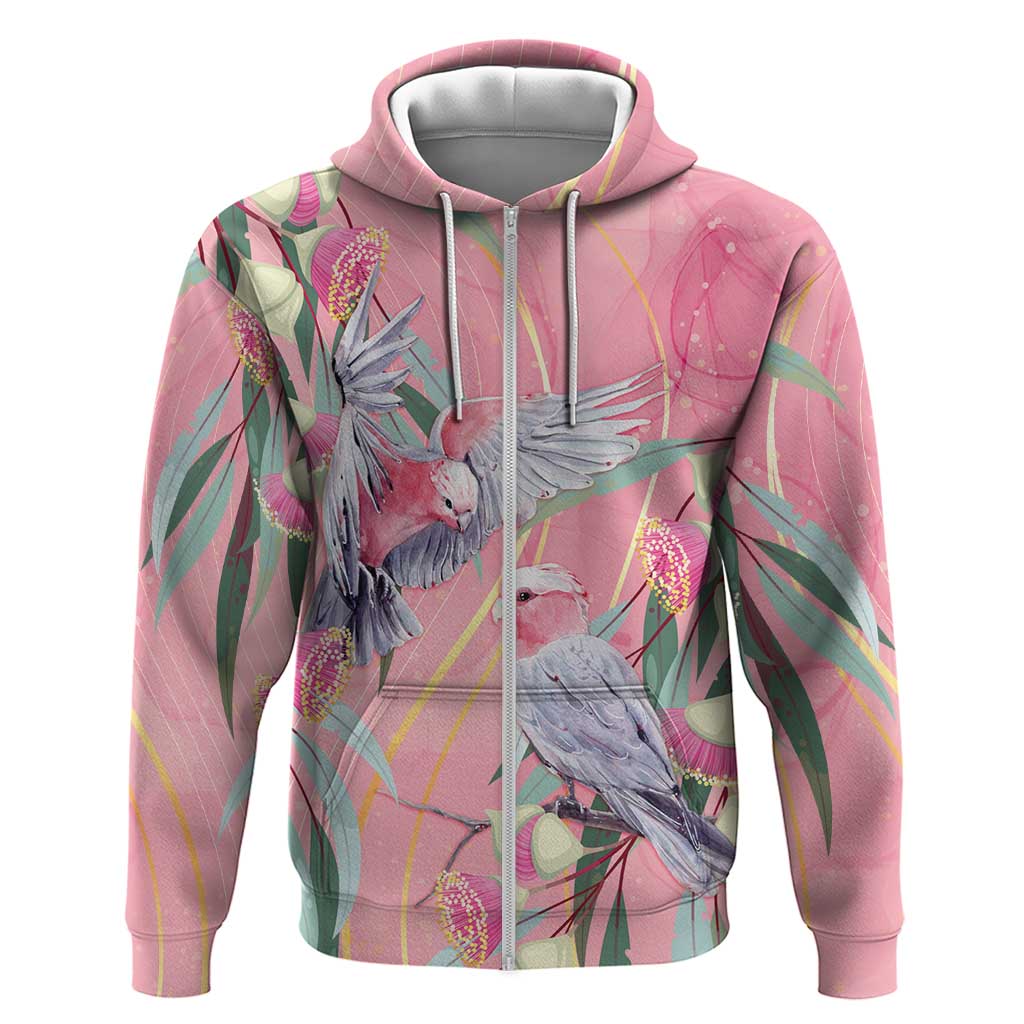 Australia Breast Cancer Awareness Hoodie Pink Galah with Eucalyptus Flowers - Vibe Hoodie