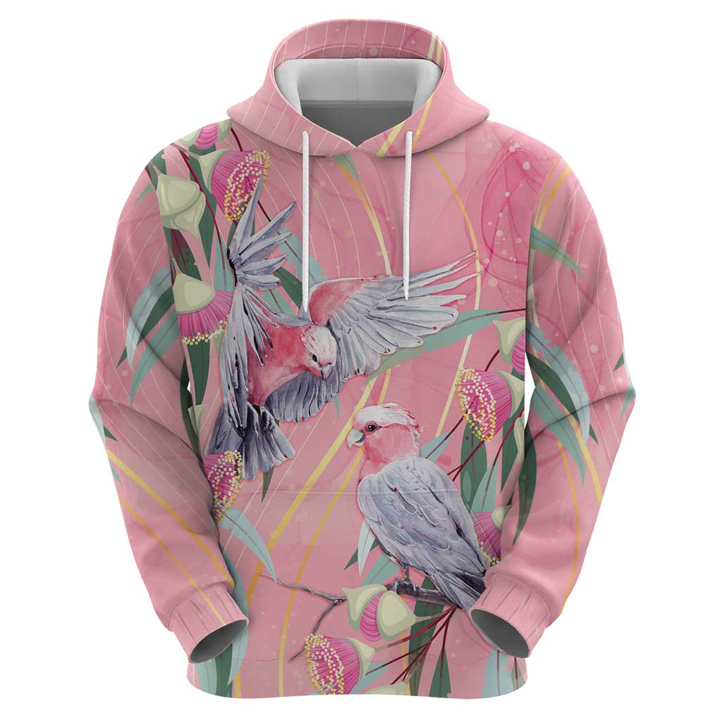 Australia Breast Cancer Awareness Hoodie Pink Galah with Eucalyptus Flowers - Vibe Hoodie
