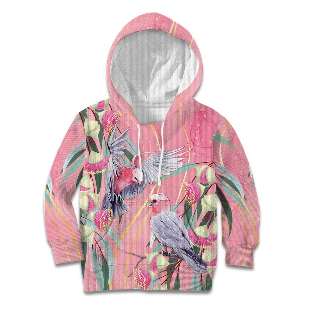 Australia Breast Cancer Awareness Kid Hoodie Pink Galah with Eucalyptus Flowers - Vibe Hoodie