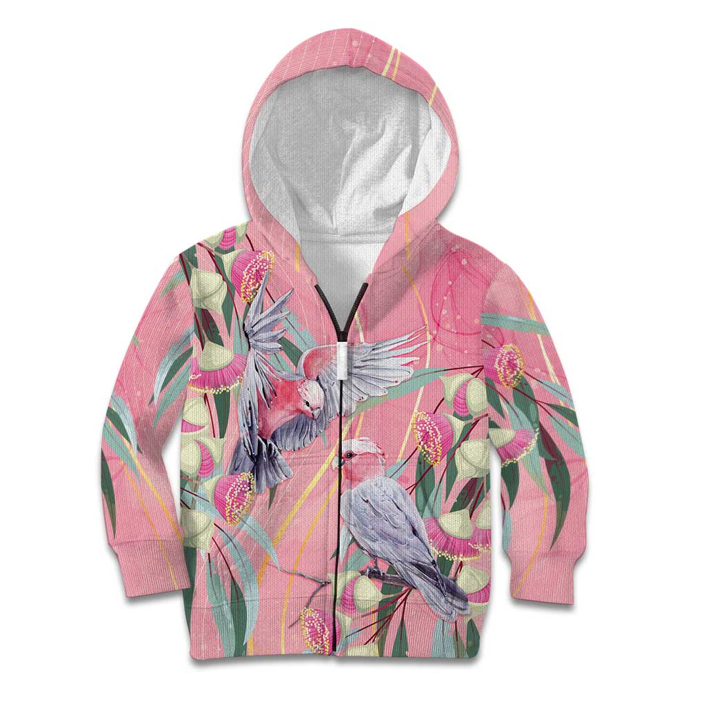 Australia Breast Cancer Awareness Kid Hoodie Pink Galah with Eucalyptus Flowers - Vibe Hoodie