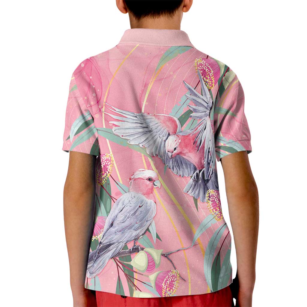 Australia Breast Cancer Awareness Kid Polo Shirt Pink Galah with Eucalyptus Flowers - Vibe Hoodie