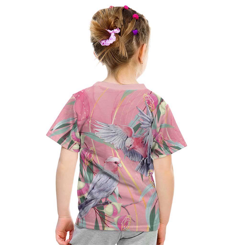 Australia Breast Cancer Awareness Kid T Shirt Pink Galah with Eucalyptus Flowers - Vibe Hoodie