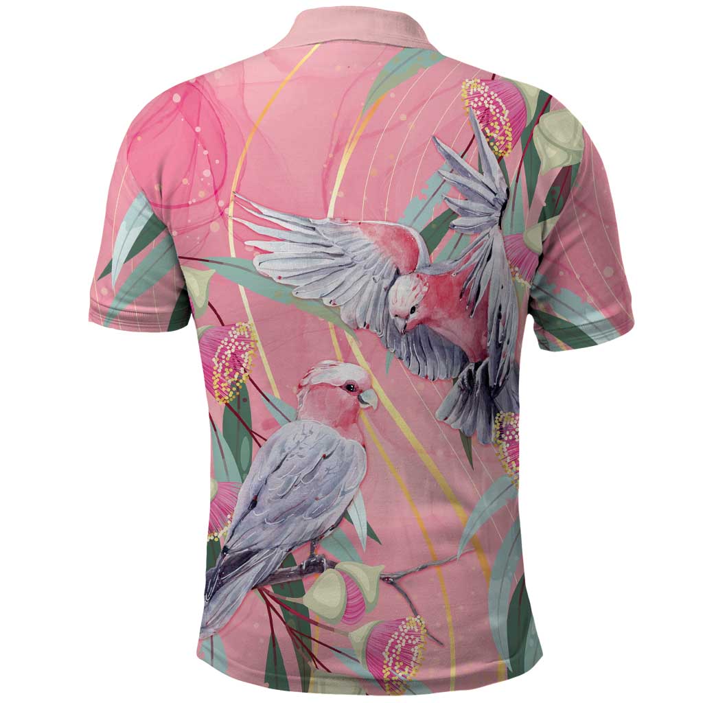 Australia Breast Cancer Awareness Polo Shirt Pink Galah with Eucalyptus Flowers - Vibe Hoodie