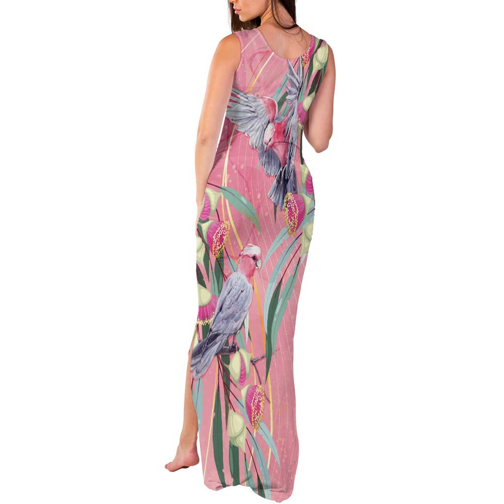 Australia Breast Cancer Awareness Tank Maxi Dress Pink Galah with Eucalyptus Flowers - Vibe Hoodie