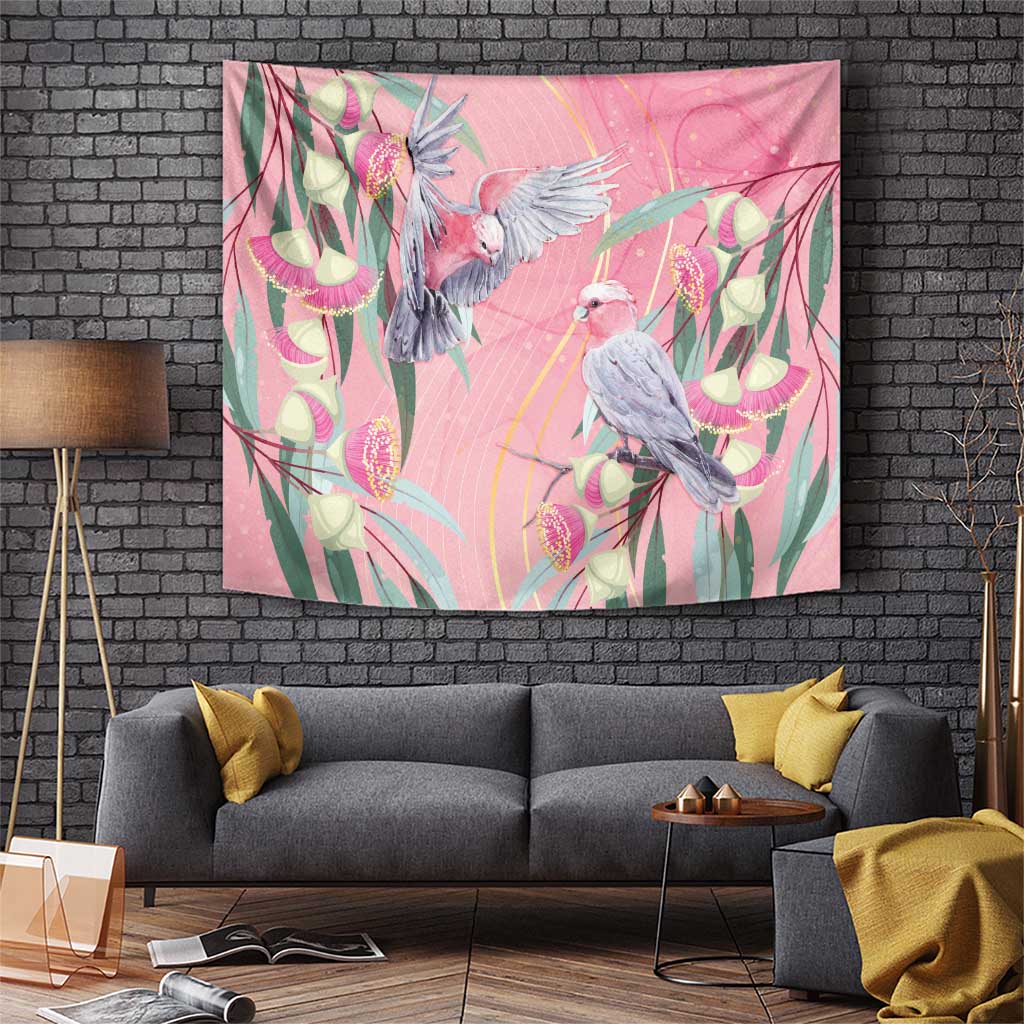 Australia Breast Cancer Awareness Tapestry Pink Galah with Eucalyptus Flowers - Vibe Hoodie
