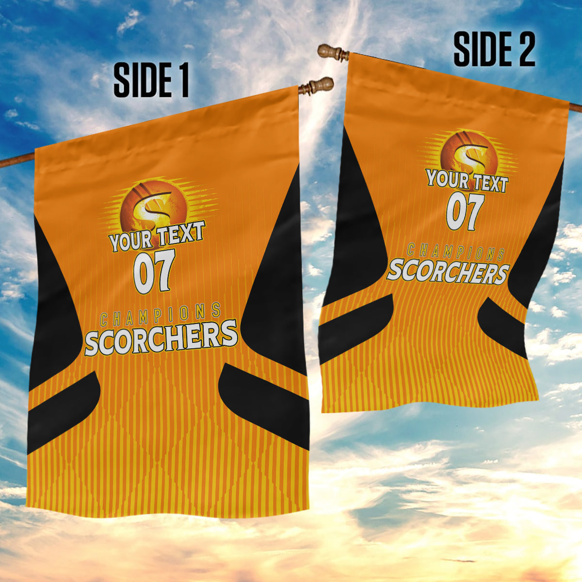 Custom Scorchers Cricket Champions 2023 Garden Flag Made Tough - Vibe Hoodie Shop