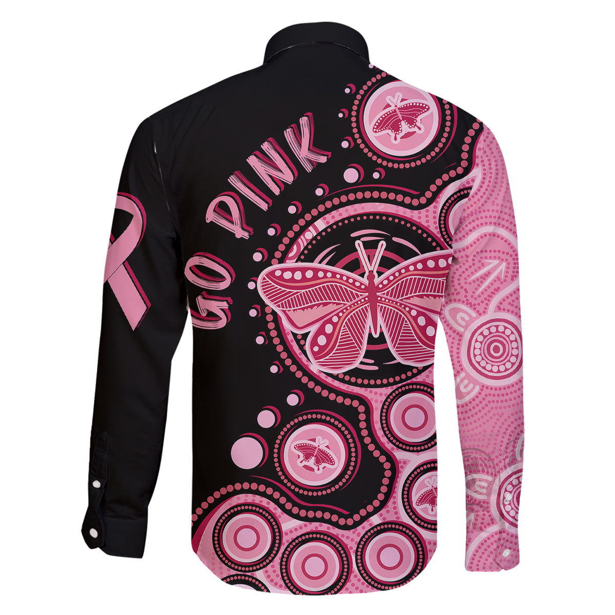 australia-indigenous-family-matching-long-sleeve-bodycon-dress-and-hawaiian-shirt-breast-cancer-ribbon-butterfly-aboriginal-arts