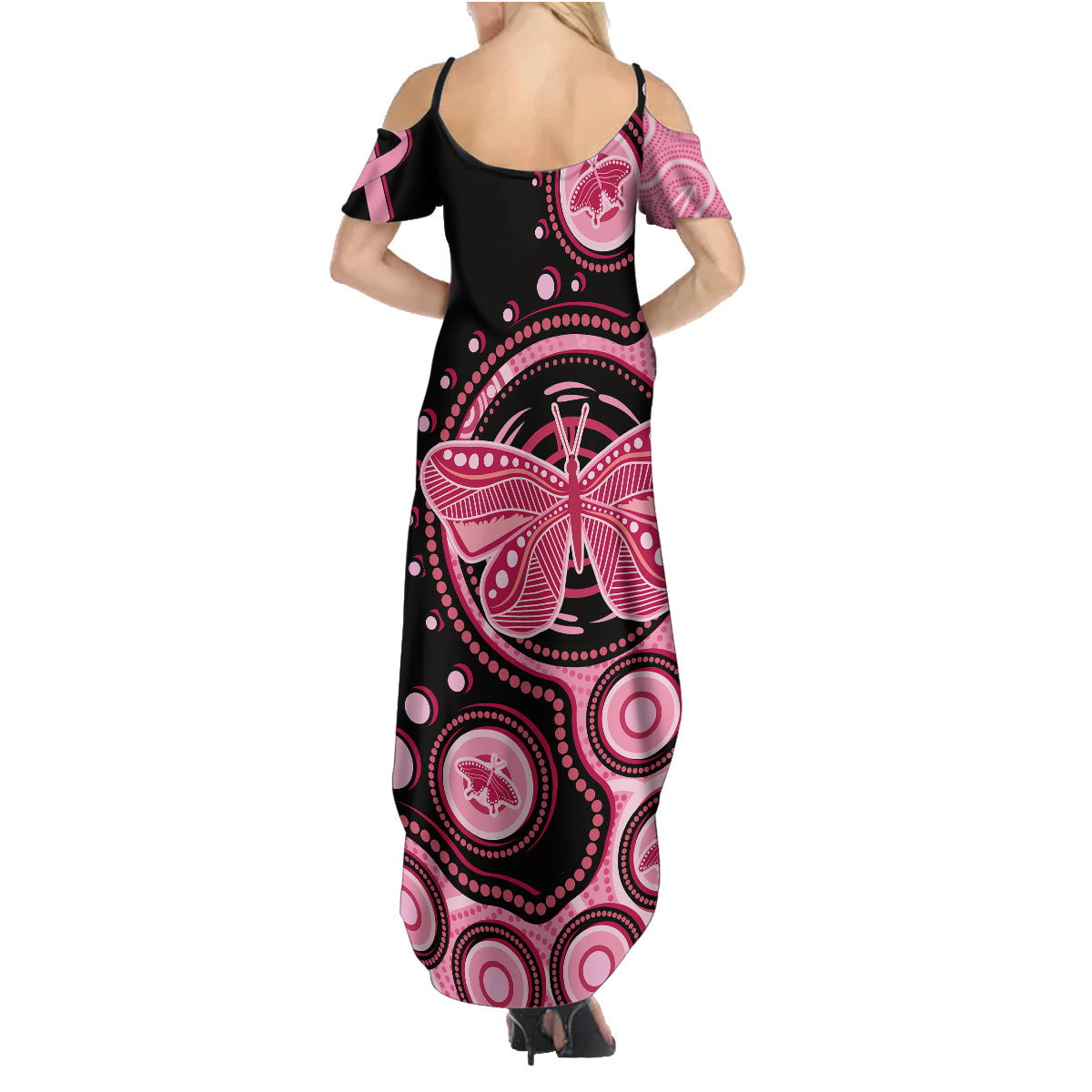 australia-indigenous-family-matching-summer-maxi-dress-and-hawaiian-shirt-breast-cancer-ribbon-butterfly-aboriginal-arts