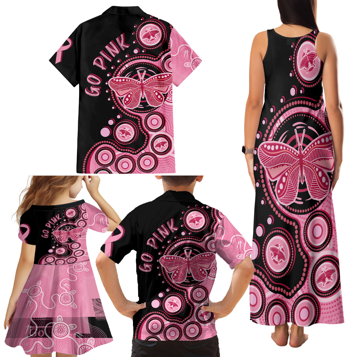 australia-indigenous-family-matching-tank-maxi-dress-and-hawaiian-shirt-breast-cancer-ribbon-butterfly-aboriginal-arts