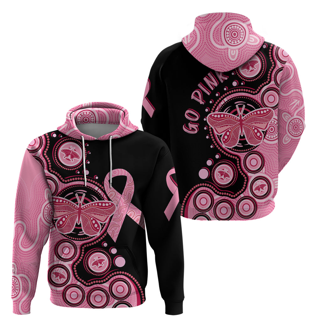 Australia Indigenous Hoodie Breast Cancer Ribbon Butterfly Aboriginal Arts LT7 - Vibe Hoodie Shop