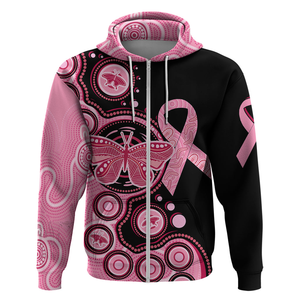 Australia Indigenous Hoodie Breast Cancer Ribbon Butterfly Aboriginal Arts LT7 - Vibe Hoodie Shop