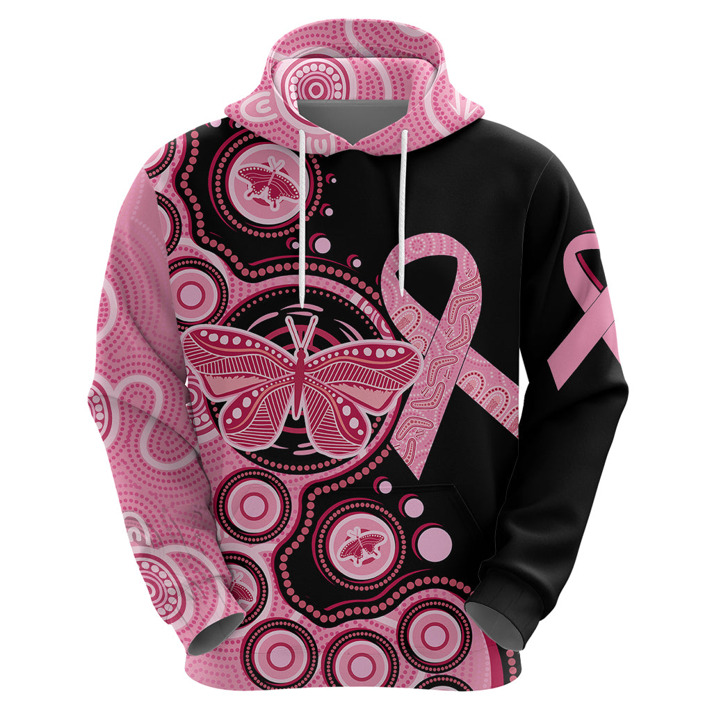 Australia Indigenous Hoodie Breast Cancer Ribbon Butterfly Aboriginal Arts LT7 - Vibe Hoodie Shop