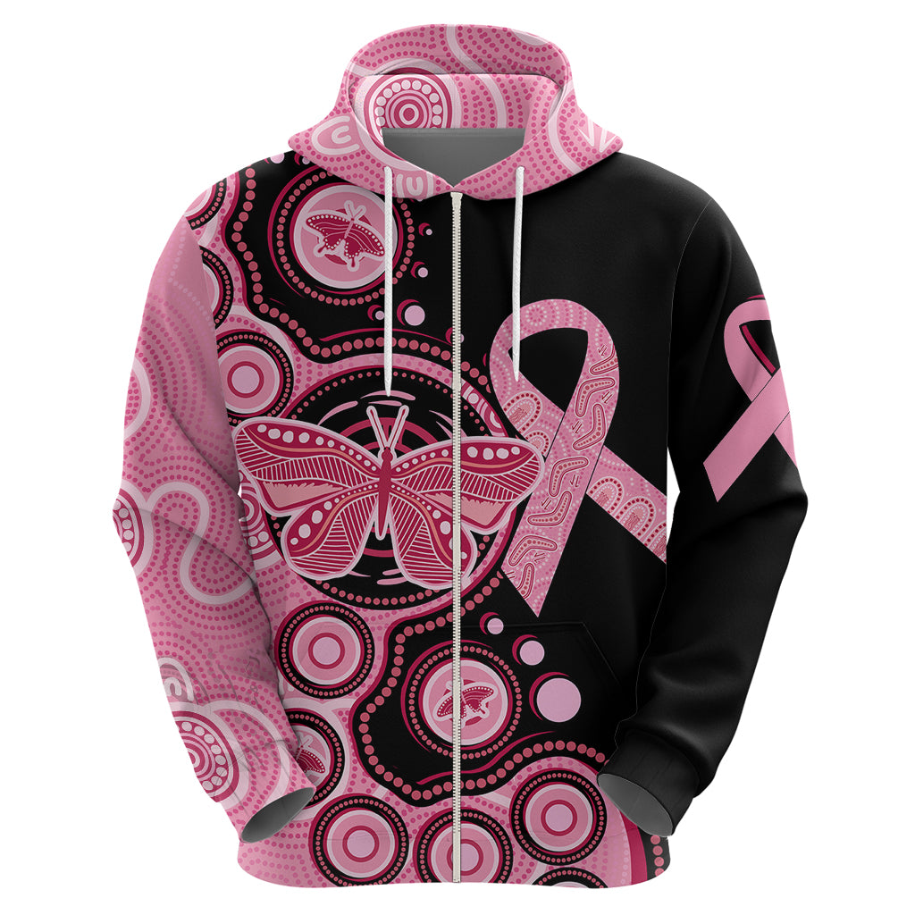 Australia Indigenous Hoodie Breast Cancer Ribbon Butterfly Aboriginal Arts LT7 - Vibe Hoodie Shop
