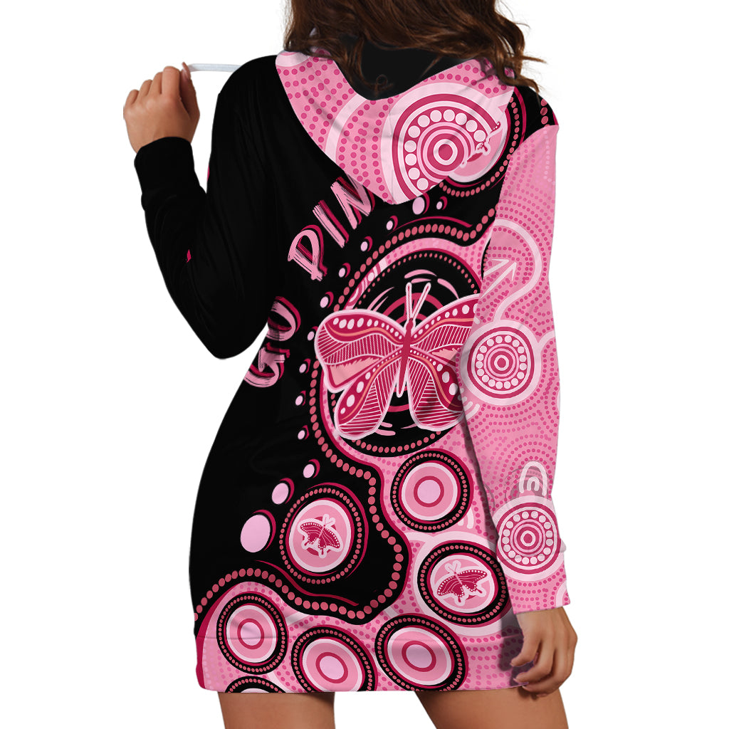 Australia Indigenous Hoodie Dress Breast Cancer Ribbon Butterfly Aboriginal Arts - Vibe Hoodie Shop