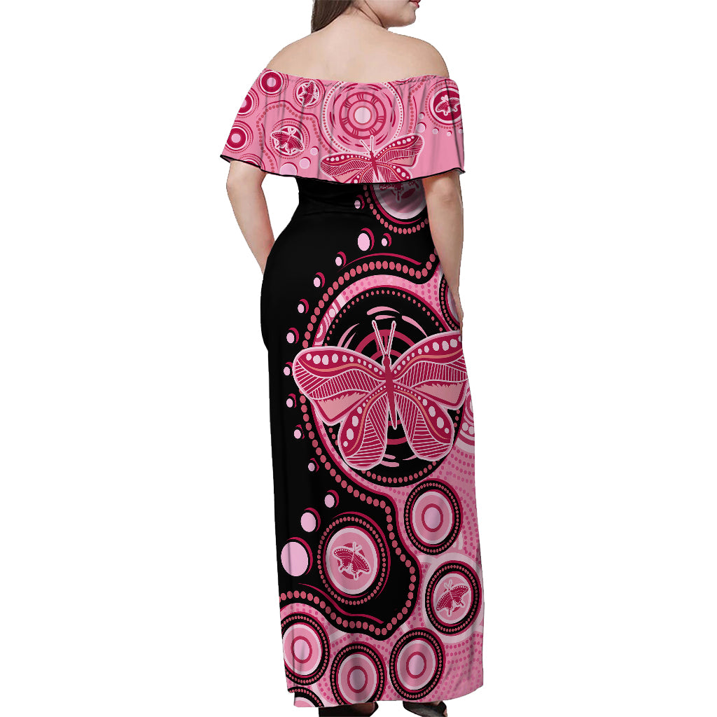 australia-indigenous-off-shoulder-maxi-dress-breast-cancer-ribbon-butterfly-aboriginal-arts