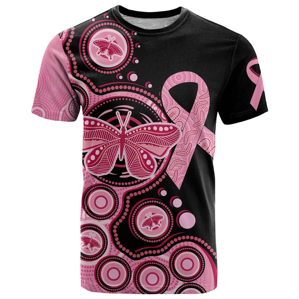 Australia Indigenous T Shirt Breast Cancer Ribbon Butterfly Aboriginal Arts - Vibe Hoodie Shop