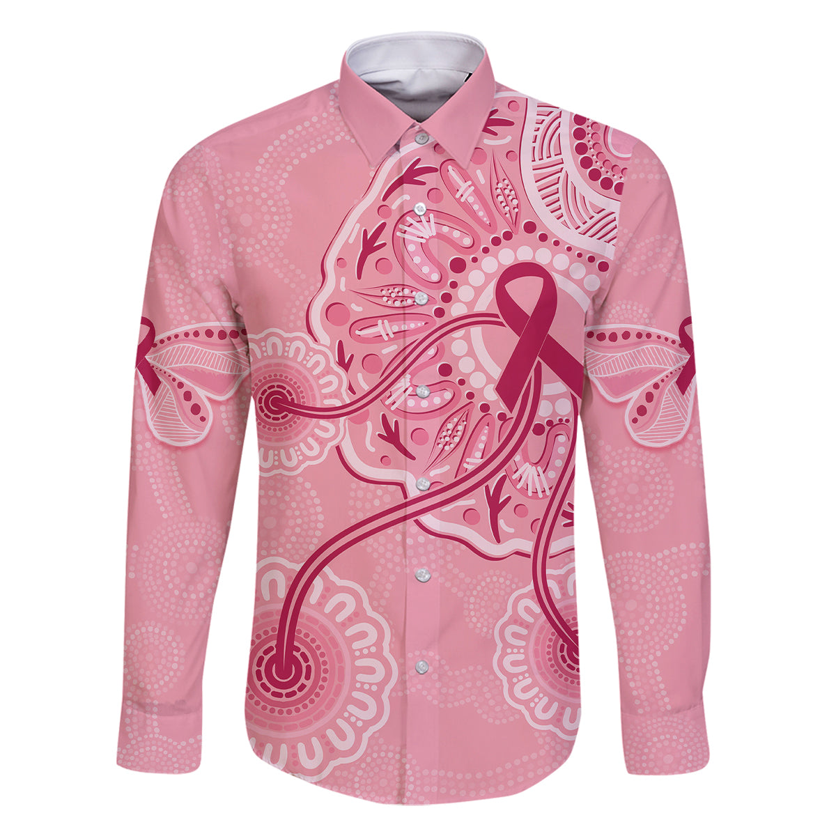 australia-indigenous-family-matching-long-sleeve-bodycon-dress-and-hawaiian-shirt-breast-cancer-ribbon-aboriginal-art-pink