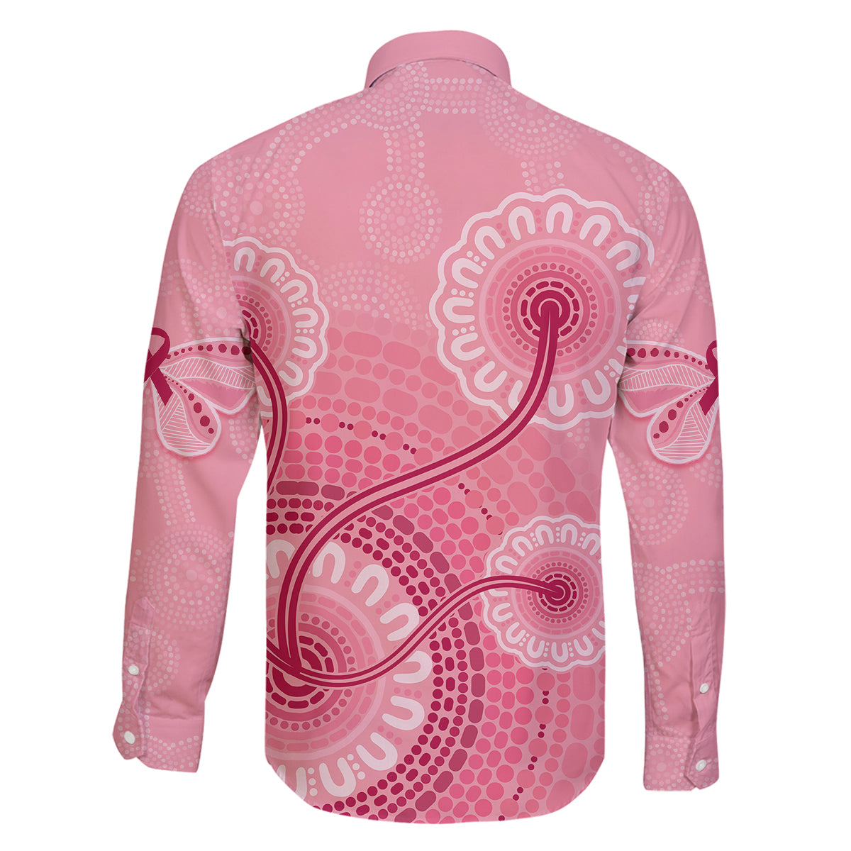 australia-indigenous-family-matching-off-shoulder-short-dress-and-hawaiian-shirt-breast-cancer-ribbon-aboriginal-art-pink