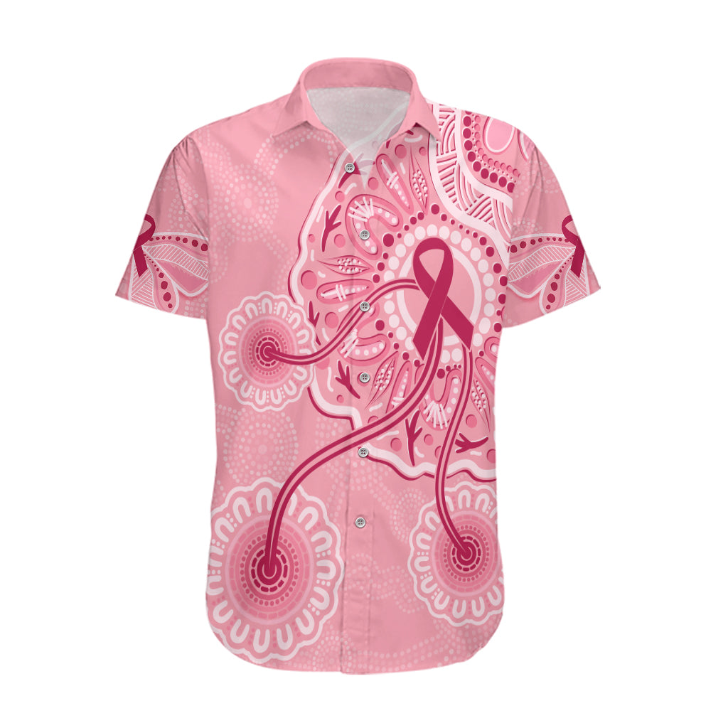 Australia Indigenous Hawaiian Shirt Breast Cancer Ribbon Aboriginal Art - Pink - Vibe Hoodie Shop