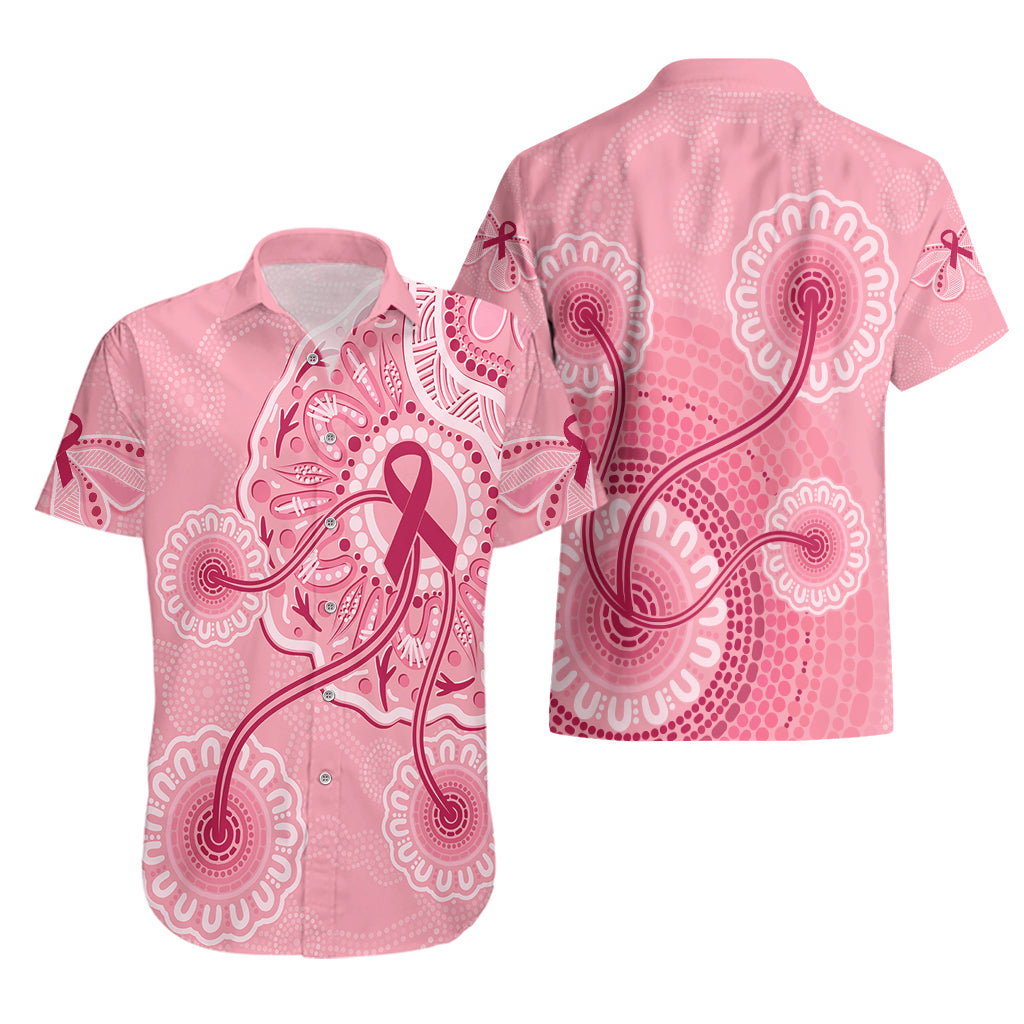 Australia Indigenous Hawaiian Shirt Breast Cancer Ribbon Aboriginal Art - Pink - Vibe Hoodie Shop