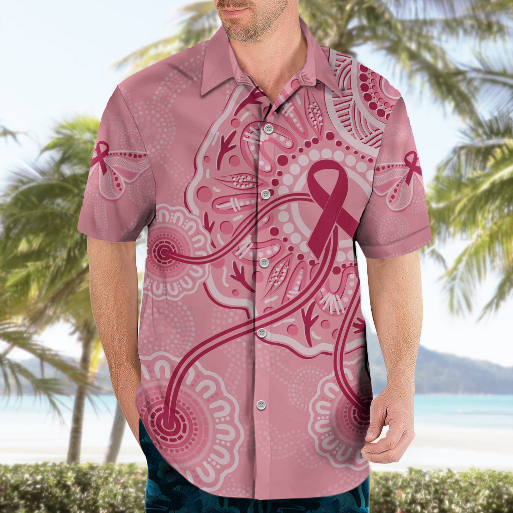 Australia Indigenous Hawaiian Shirt Breast Cancer Ribbon Aboriginal Art - Pink - Vibe Hoodie Shop