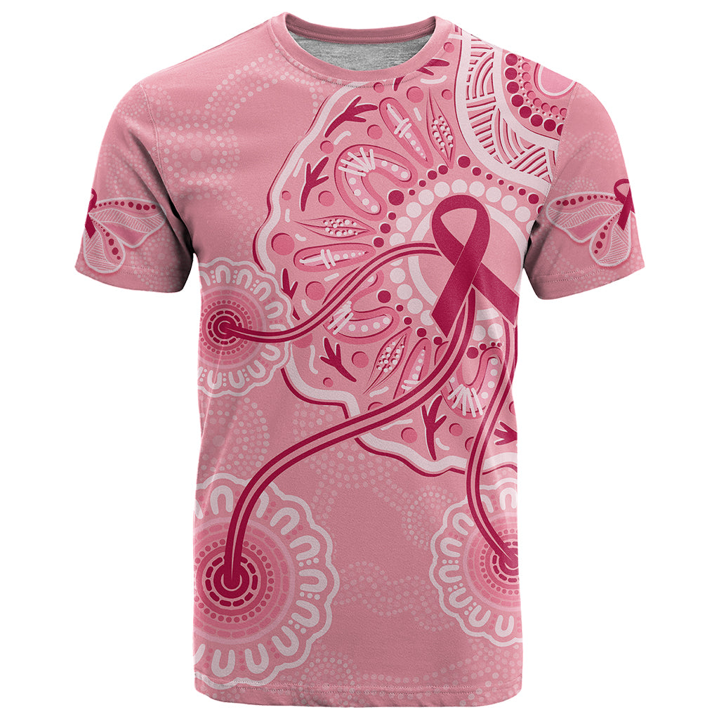 Australia Indigenous T Shirt Breast Cancer Ribbon Aboriginal Art - Pink - Vibe Hoodie Shop