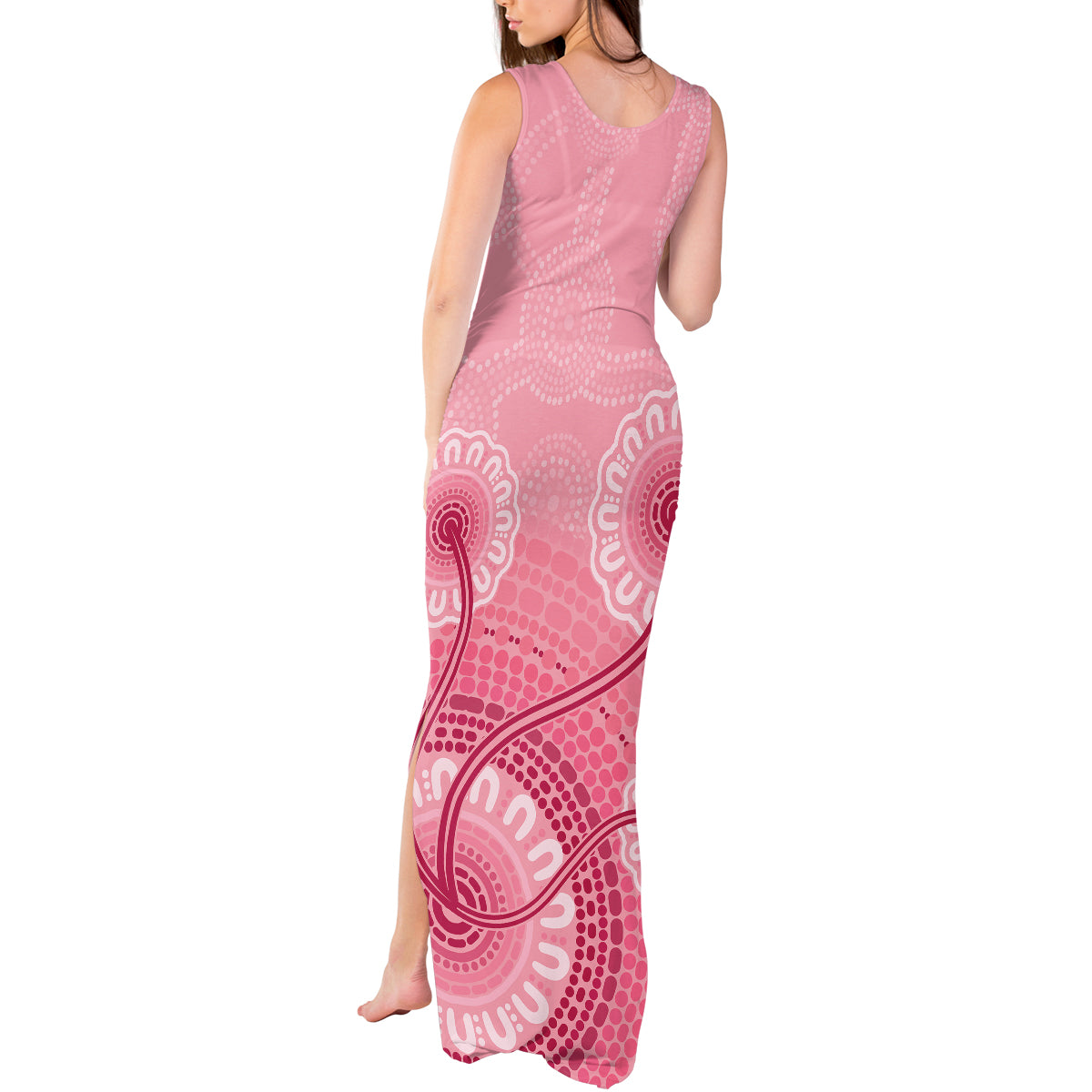 australia-indigenous-tank-maxi-dress-breast-cancer-ribbon-aboriginal-art-pink