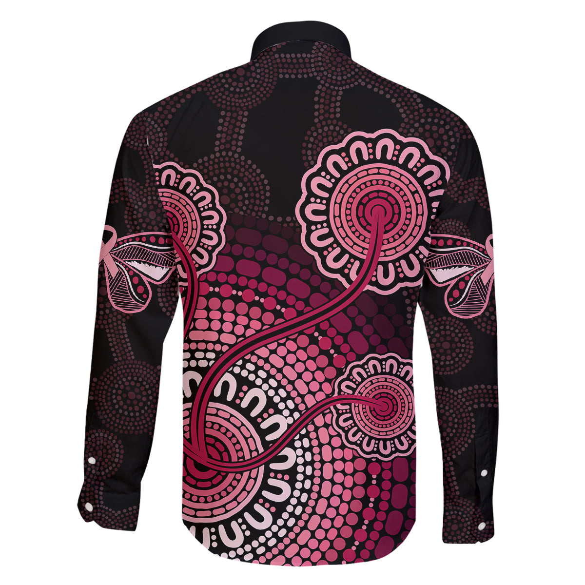 australia-indigenous-family-matching-off-shoulder-long-sleeve-dress-and-hawaiian-shirt-breast-cancer-ribbon-aboriginal-art-black