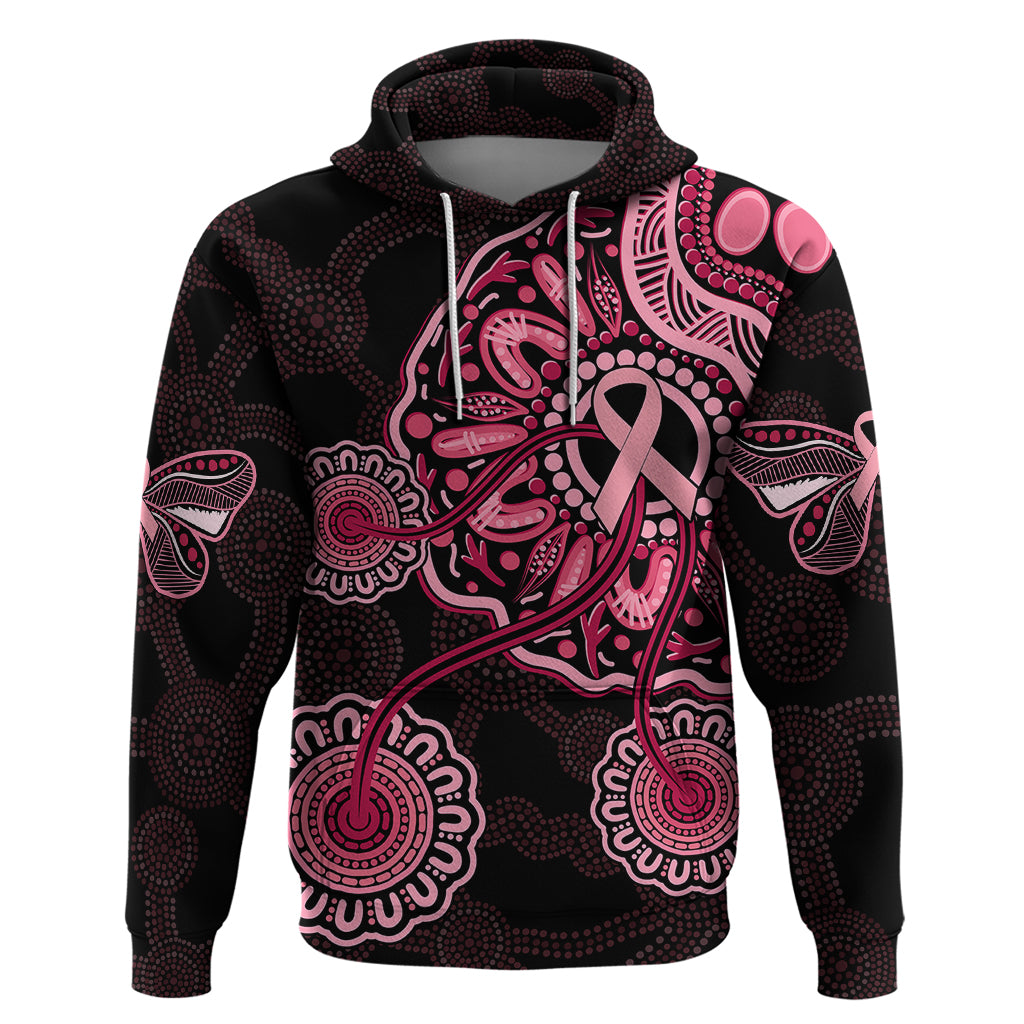 Australia Indigenous Hoodie Breast Cancer Ribbon Aboriginal Art - Black LT7 - Vibe Hoodie Shop