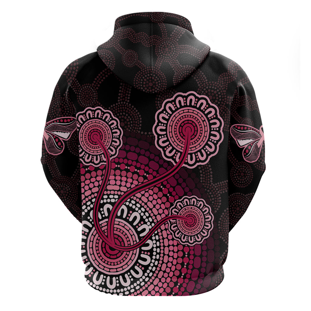 Australia Indigenous Hoodie Breast Cancer Ribbon Aboriginal Art - Black LT7 - Vibe Hoodie Shop