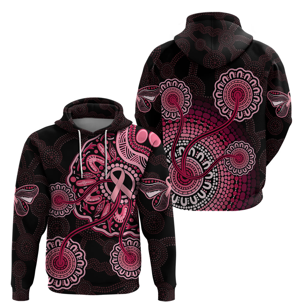 Australia Indigenous Hoodie Breast Cancer Ribbon Aboriginal Art - Black LT7 - Vibe Hoodie Shop