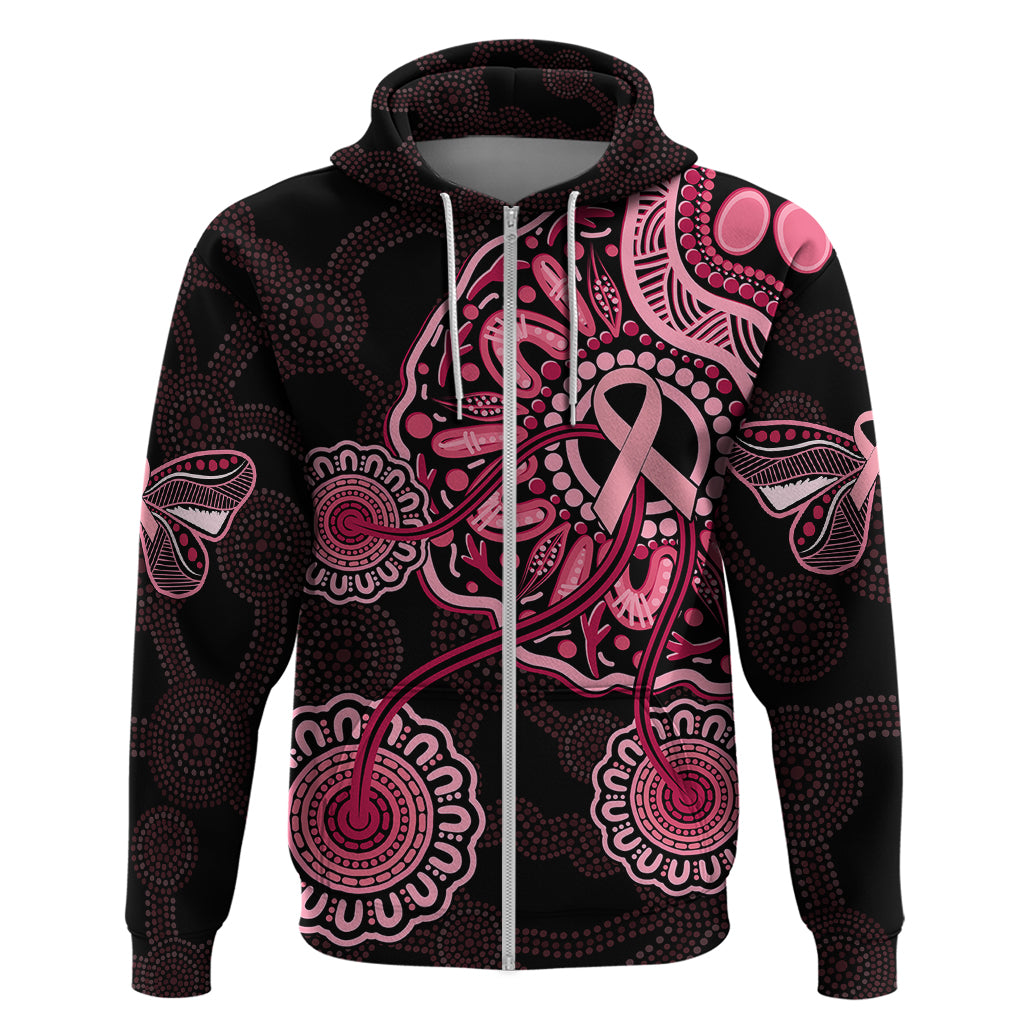 Australia Indigenous Hoodie Breast Cancer Ribbon Aboriginal Art - Black LT7 - Vibe Hoodie Shop