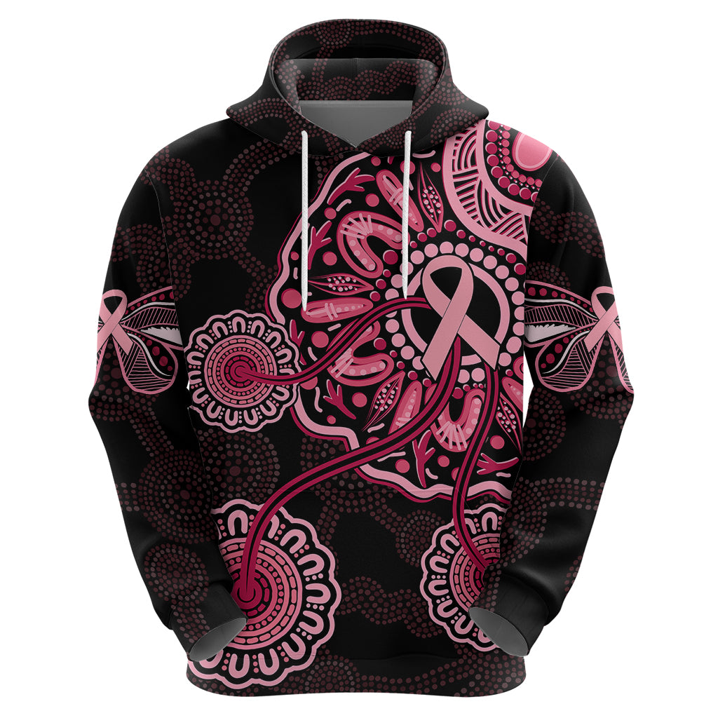 Australia Indigenous Hoodie Breast Cancer Ribbon Aboriginal Art - Black LT7 - Vibe Hoodie Shop