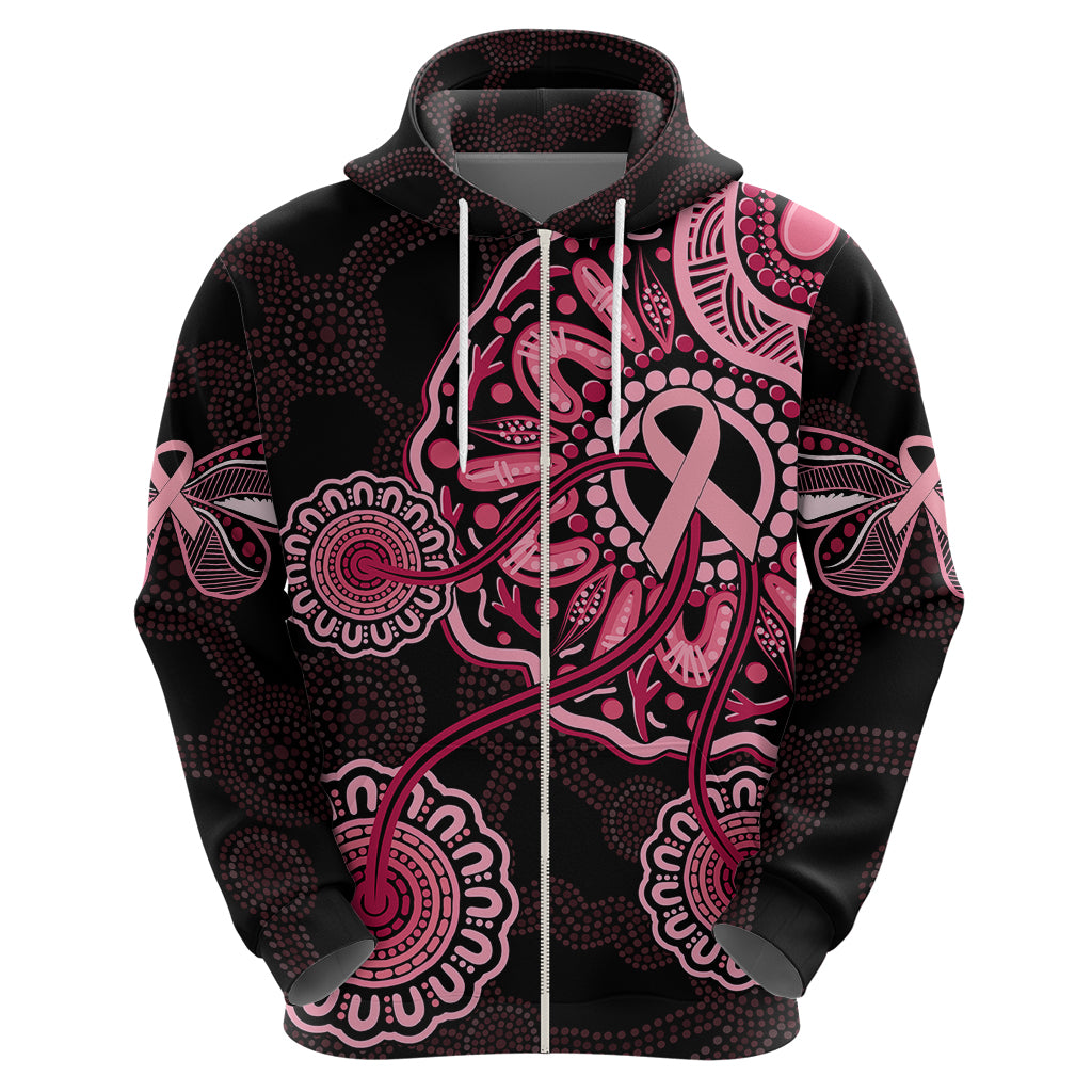 Australia Indigenous Hoodie Breast Cancer Ribbon Aboriginal Art - Black LT7 - Vibe Hoodie Shop