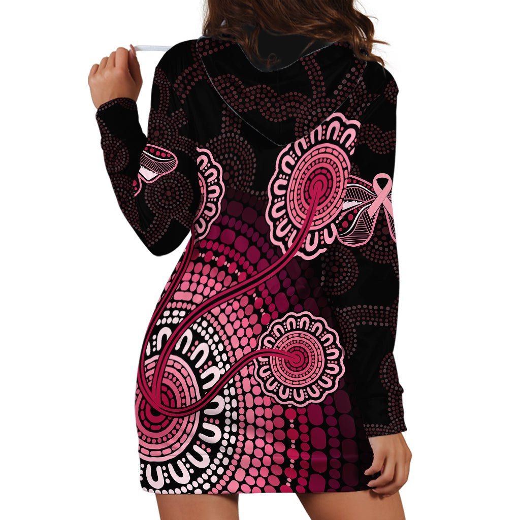 Australia Indigenous Hoodie Dress Breast Cancer Ribbon Aboriginal Art - Black - Vibe Hoodie Shop