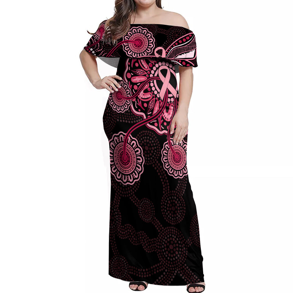 australia-indigenous-off-shoulder-maxi-dress-breast-cancer-ribbon-aboriginal-art-black