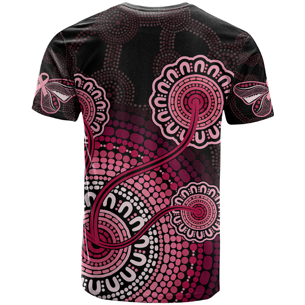 Australia Indigenous T Shirt Breast Cancer Ribbon Aboriginal Art - Black - Vibe Hoodie Shop