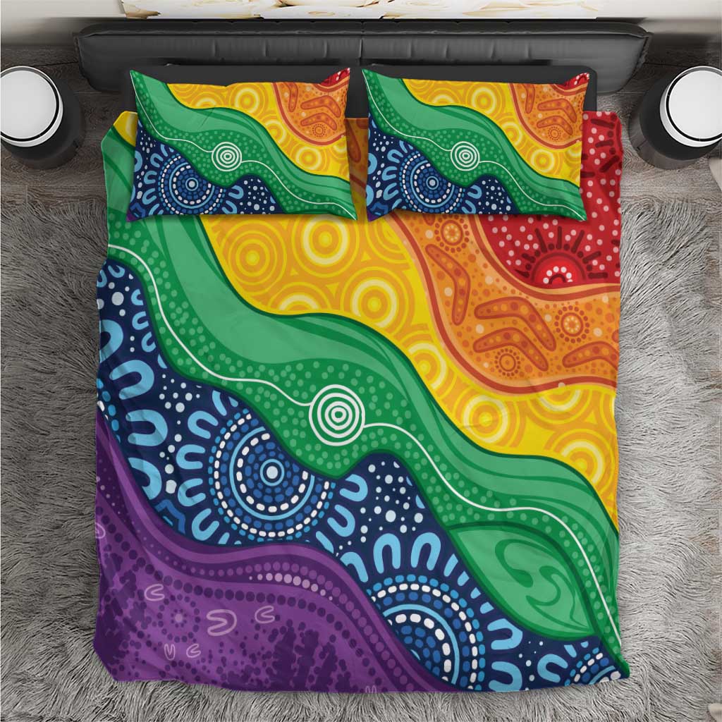 Australia First Nation LGBTQ+ Bedding Set Aboriginal Rainbow Flag - Vibe Hoodie Shop