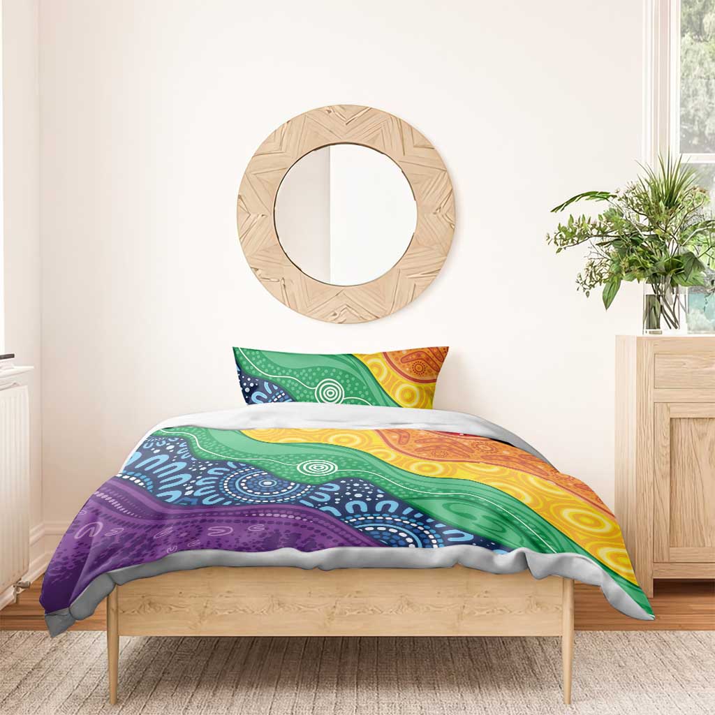 Australia First Nation LGBTQ+ Bedding Set Aboriginal Rainbow Flag - Vibe Hoodie Shop