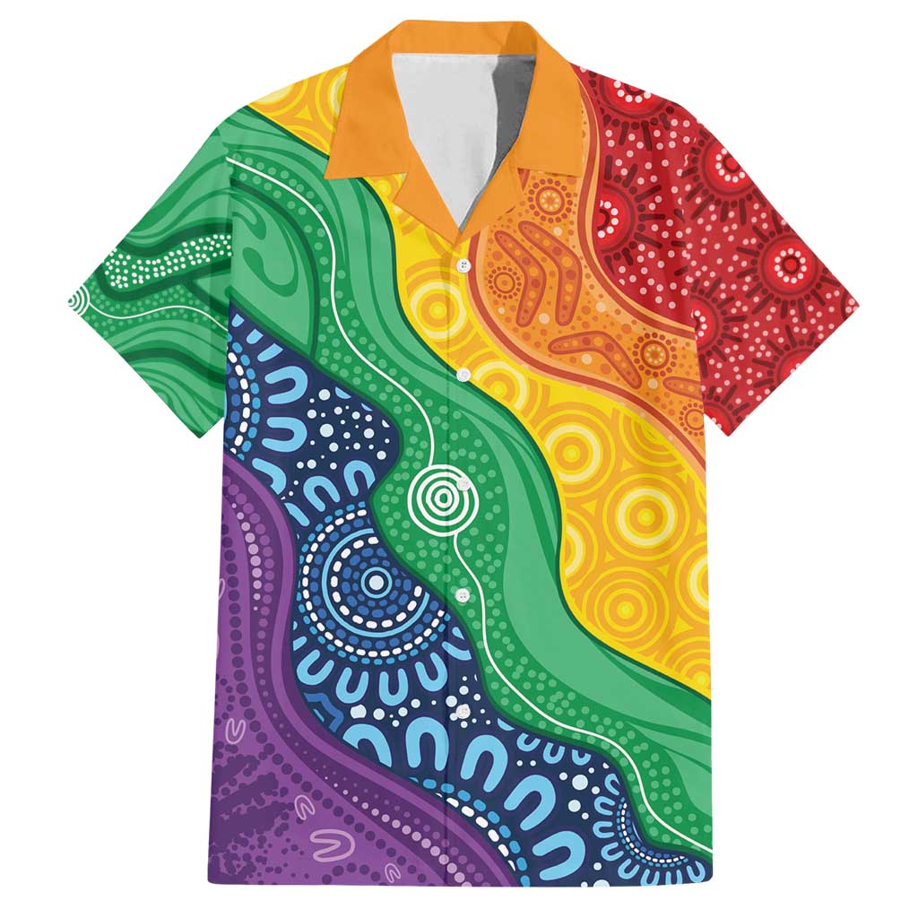 Australia First Nation LGBTQ+ Family Matching Long Sleeve Bodycon Dress and Hawaiian Shirt Aboriginal Rainbow Flag