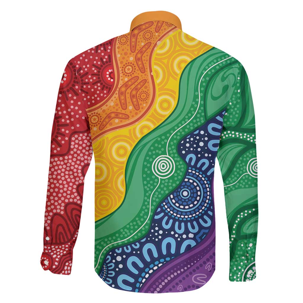 Australia First Nation LGBTQ+ Family Matching Long Sleeve Bodycon Dress and Hawaiian Shirt Aboriginal Rainbow Flag