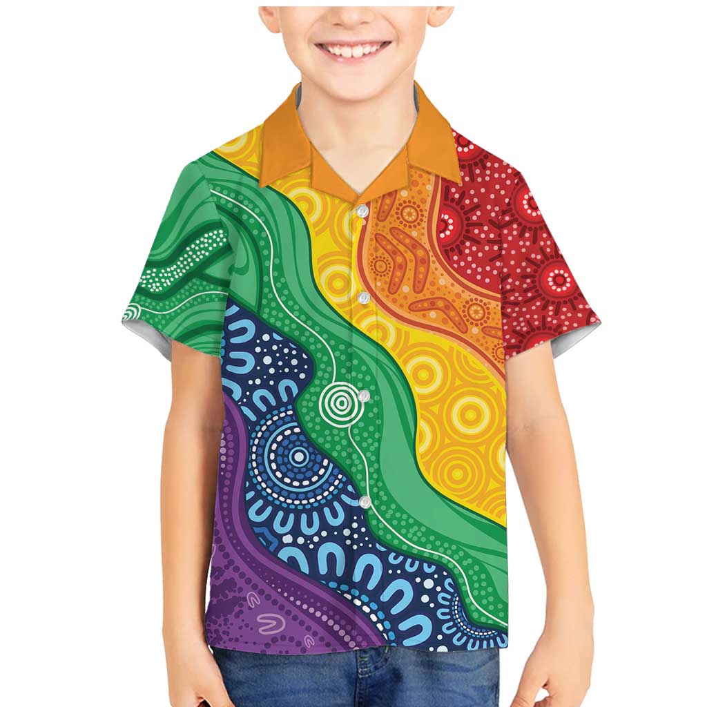 Australia First Nation LGBTQ+ Family Matching Mermaid Dress and Hawaiian Shirt Aboriginal Rainbow Flag