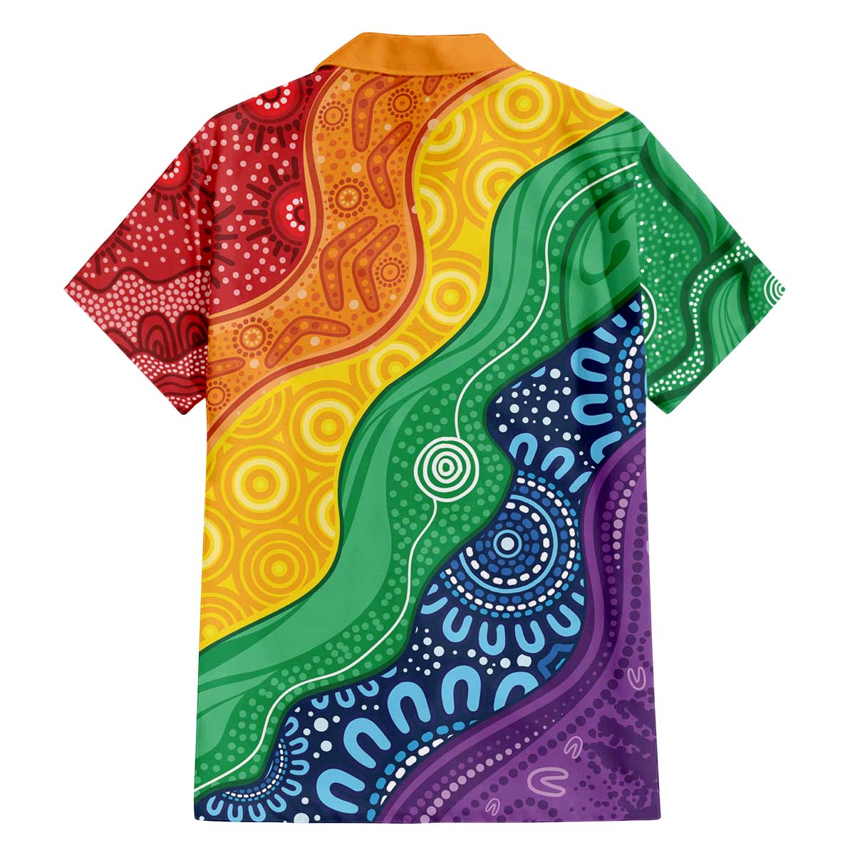 Australia First Nation LGBTQ+ Family Matching Off The Shoulder Long Sleeve Dress and Hawaiian Shirt Aboriginal Rainbow Flag