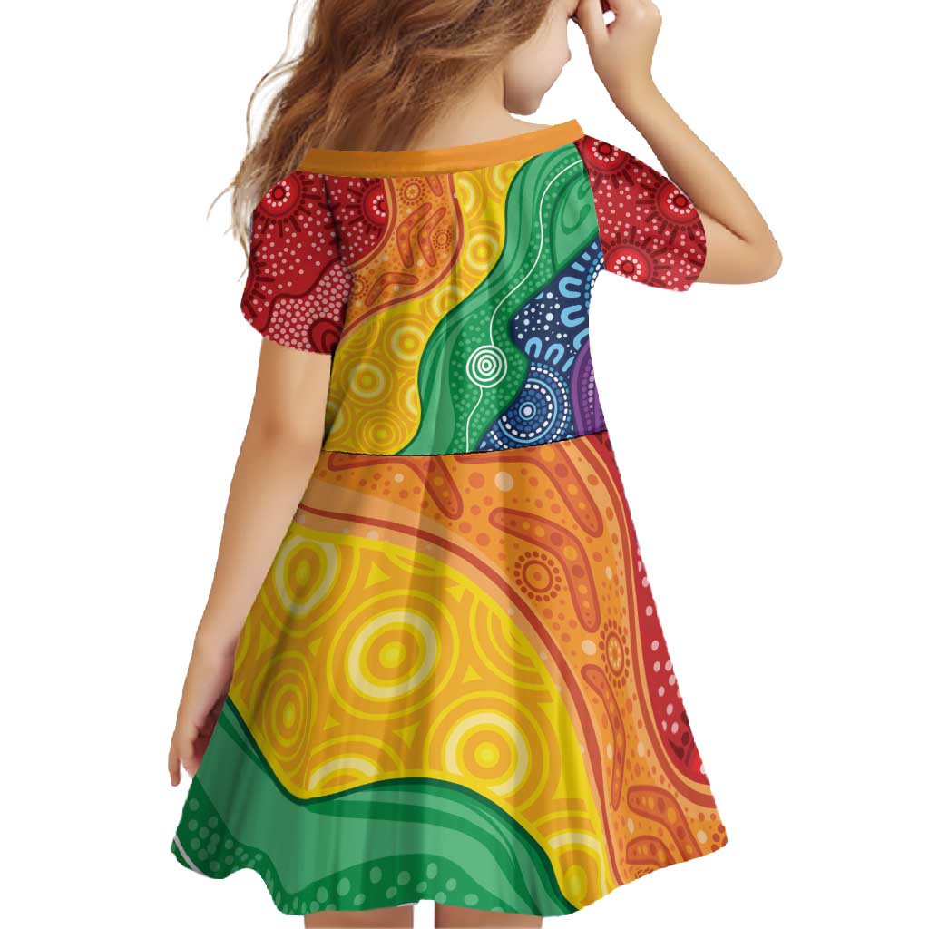 Australia First Nation LGBTQ+ Family Matching Off Shoulder Maxi Dress and Hawaiian Shirt Aboriginal Rainbow Flag