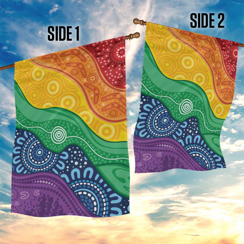 Australia First Nation LGBTQ+ Garden Flag Aboriginal Rainbow Flag - Vibe Hoodie Shop